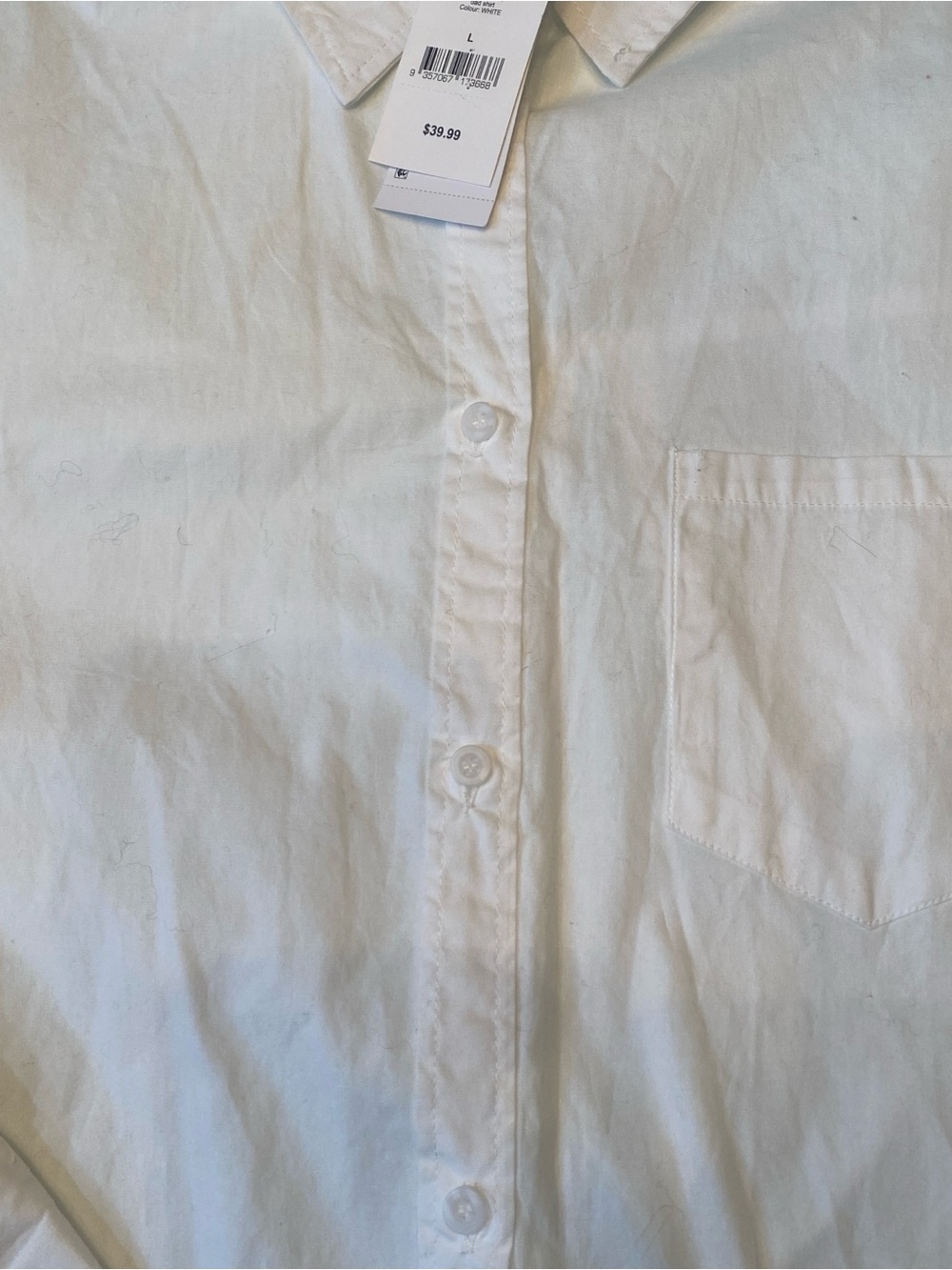 COTTON ON White NWT Dad Shirt Oversized Button Down Cotton Blouse Large $40 MSRP - Picture 3 of 6